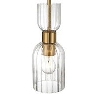 Hello Honey® Josephine Brushed Gold Mid-Century Modern Metal & Clear Ribbed Glass Ceiling Light