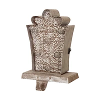 Glitzhome® 7.5" Pre-Lit Marquee Wooden Metal LED Gift Box Stocking Holder, 2ct. 