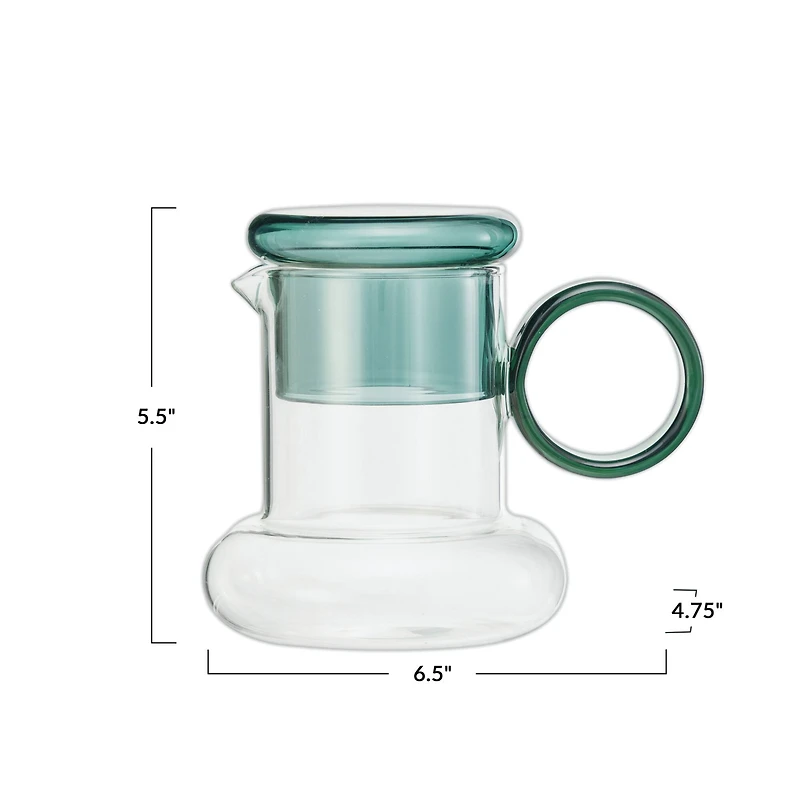 Hello Honey® 6.5" Clear & Green Crystal Clarity Glass Pitcher Set