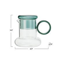 Hello Honey® 6.5" Clear & Green Crystal Clarity Glass Pitcher Set