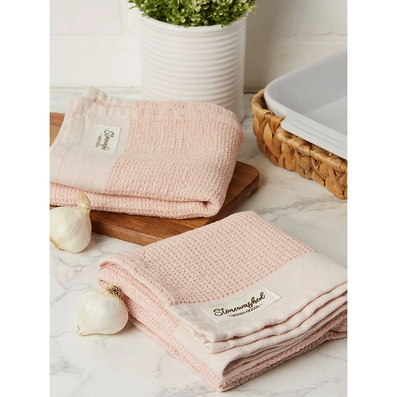 DII® Pink Quartz Washed Waffle Woven Dishtowel, 2ct.