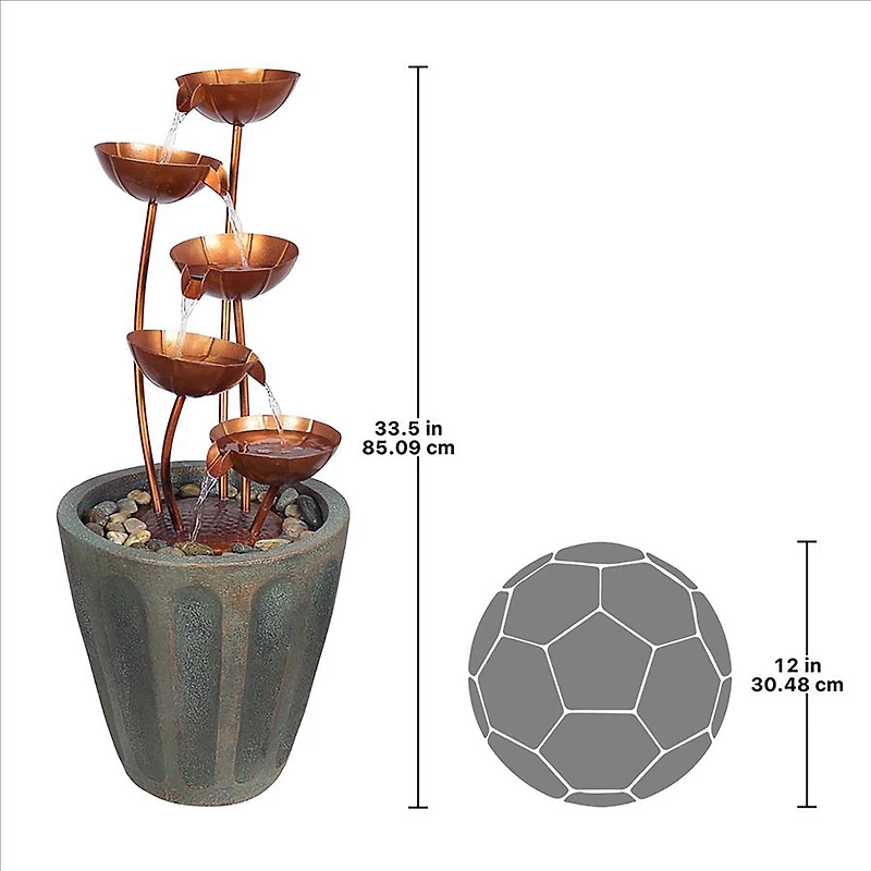 33" Copper Falls Cascading Garden Fountain