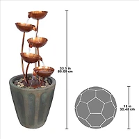 33" Copper Falls Cascading Garden Fountain