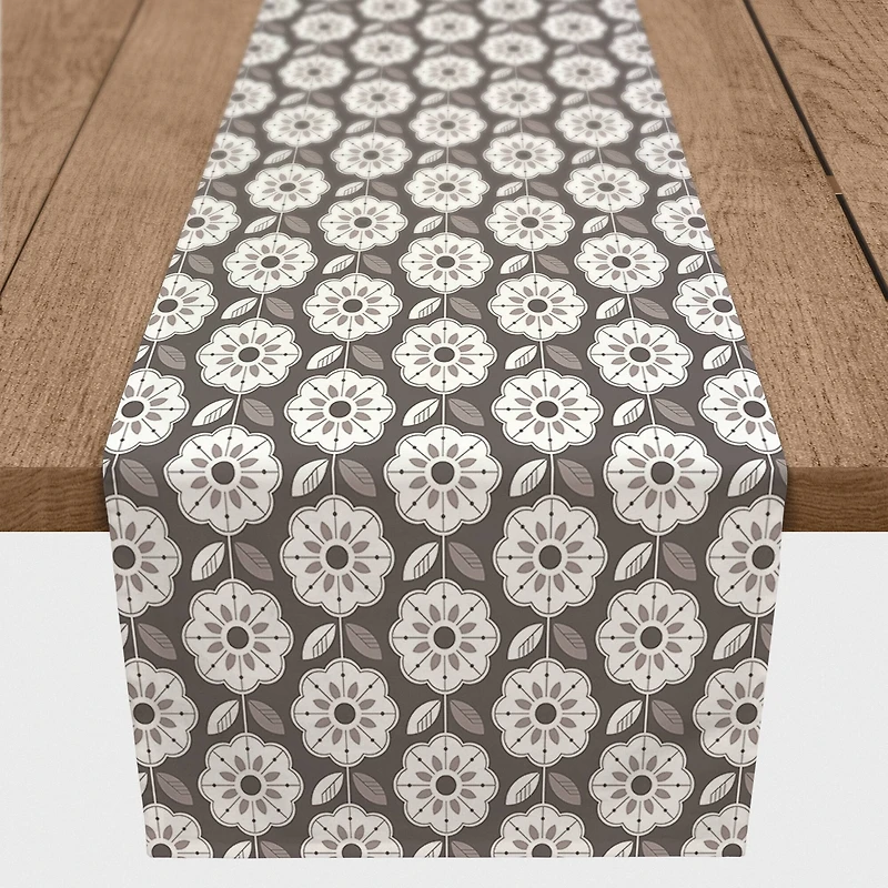 Mid Mod Flowers Outdoor Table Runner