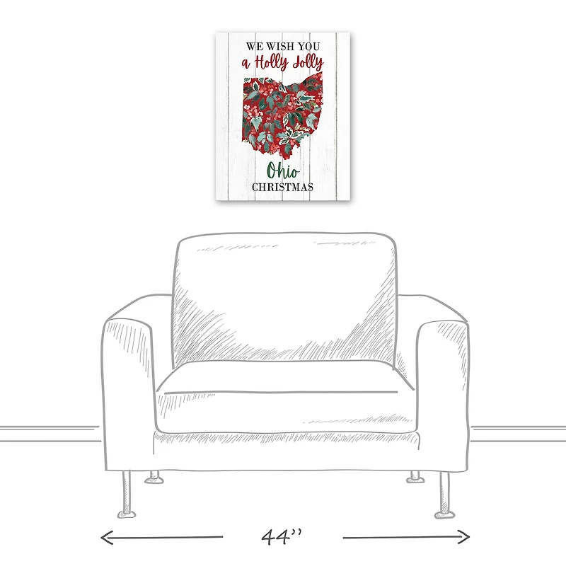 We Wish You a Holly Jolly Ohio Christmas Canvas Wall Art