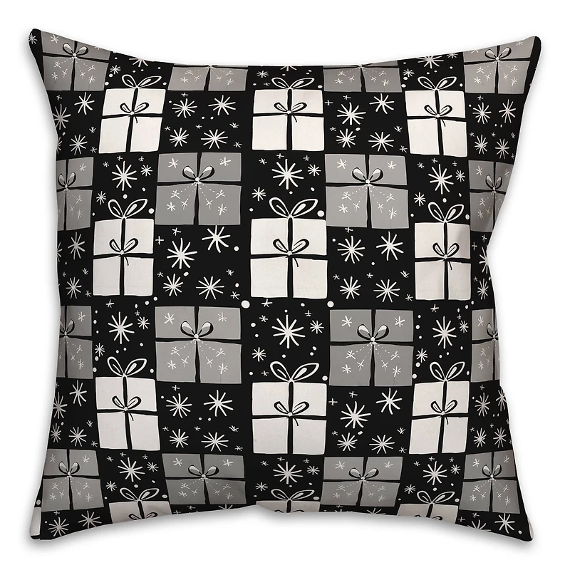 Neutral Present Pattern 18" x 18" Spun Poly Pillow