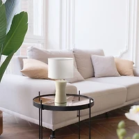 Simple Designs White Shade Ceramic Hourglass Table Lamp