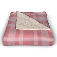 Pink Plaid Sherpa Fleece Blanket