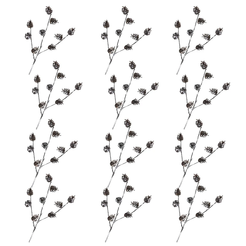 Brown Flocked Pinecone Spray, 12ct.