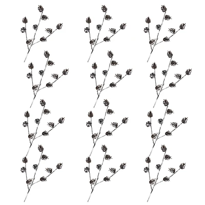 Brown Flocked Pinecone Spray, 12ct.