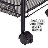 Honey Can Do Black 4-Tier Metal Rolling Cart with Trays