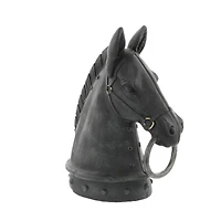 12" Black Polystone Horse Head Sculpture