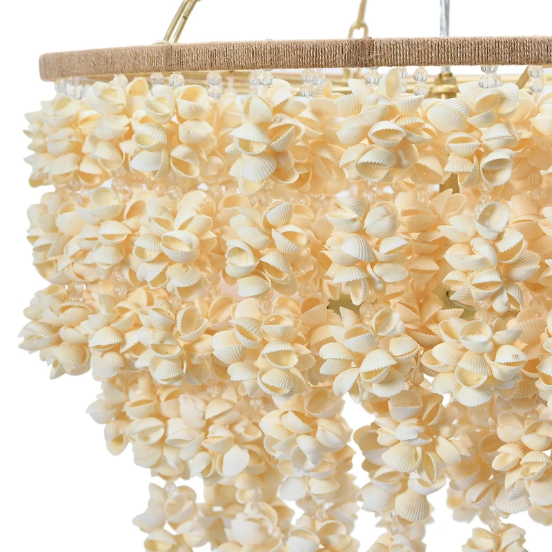 Hello Honey® 20" Round Metal and Shell Chandelier Style Ceiling Light