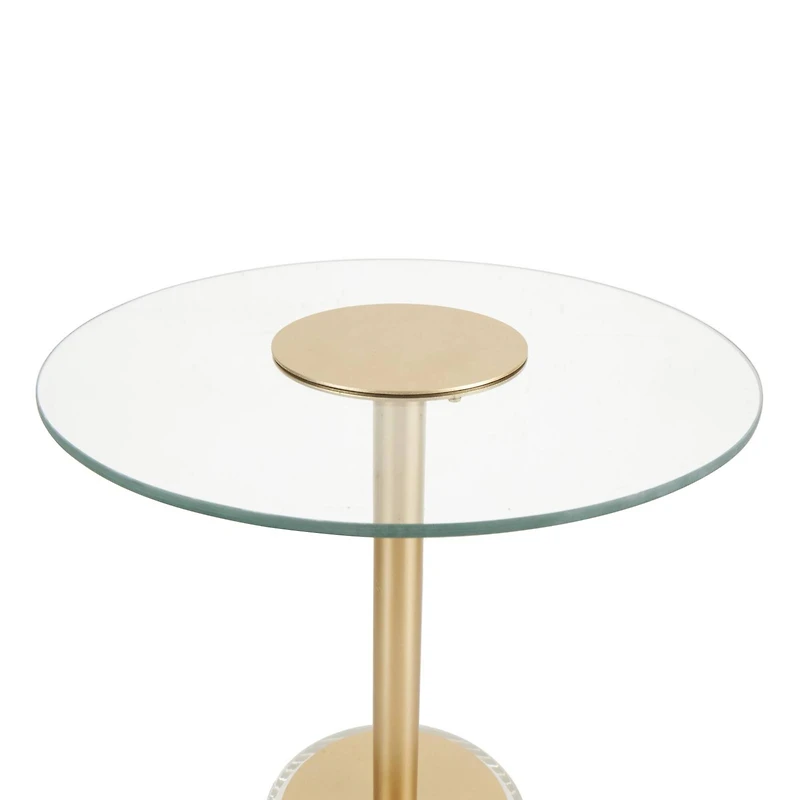 22.5" Clear Acrylic Accent Table with Elevated Base & Gold Stand