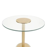 22.5" Clear Acrylic Accent Table with Elevated Base & Gold Stand