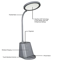 OttLite Organizer LED Lamp with Wireless Charging