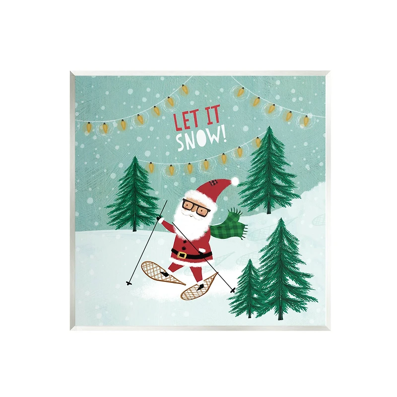Stupell Industries Let it Snow Santa Snowshoeing Wall Art