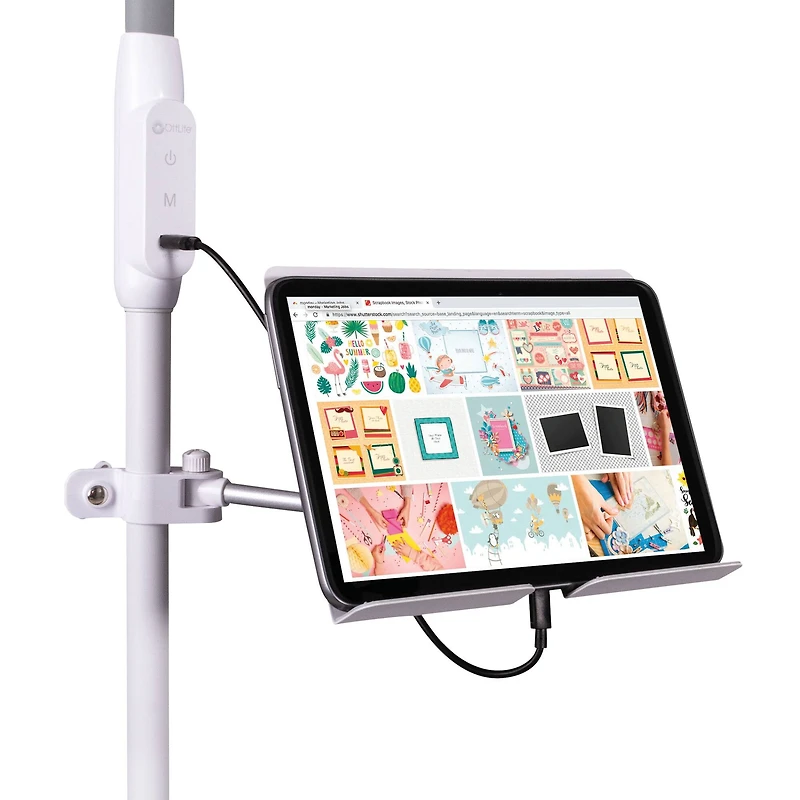 OttLite 64" White LED Floor Lamp with USB and Tablet Stand
