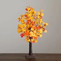 21in. Pre-Lit Bright Autumn Eucalyptus Artificial Fall Tree with 50 Warm White LED Lights and Detachable Base