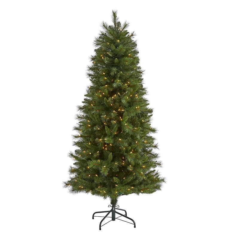 6ft. Pre-Lit West Virginia Mountain Pine Artificial Christmas Tree, Clear LED Lights