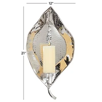 Silver Stainless Steel Candlestick Holders, 21" x 12" x 5"