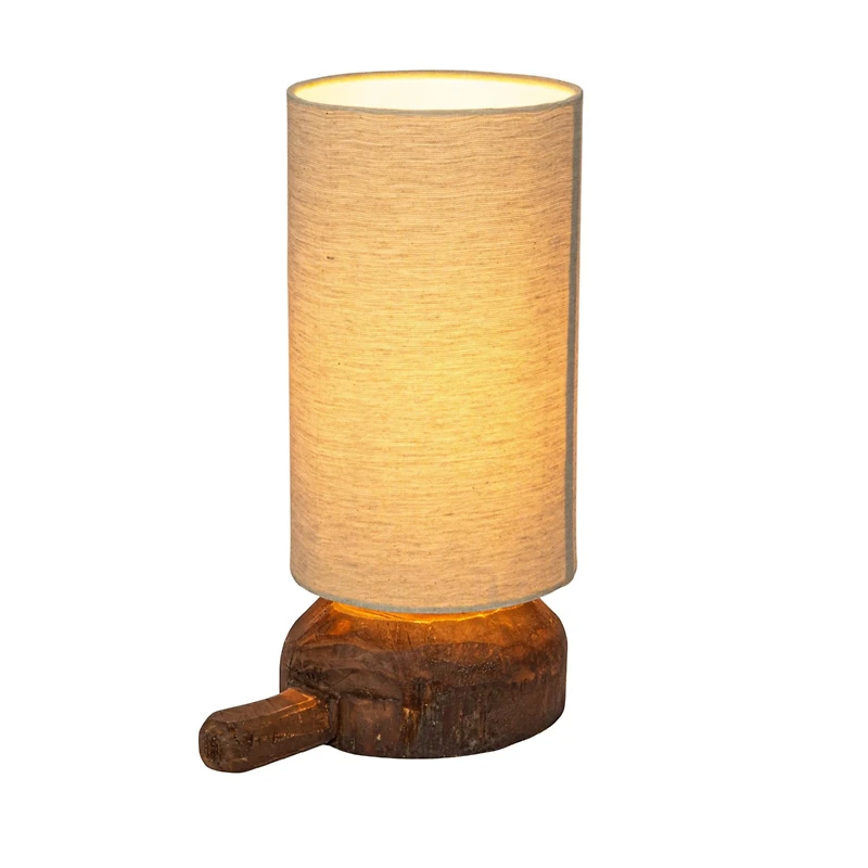 Hello Honey® 16" Natural Reclaimed Wood Table Lamp with Cotton Chambray Shade