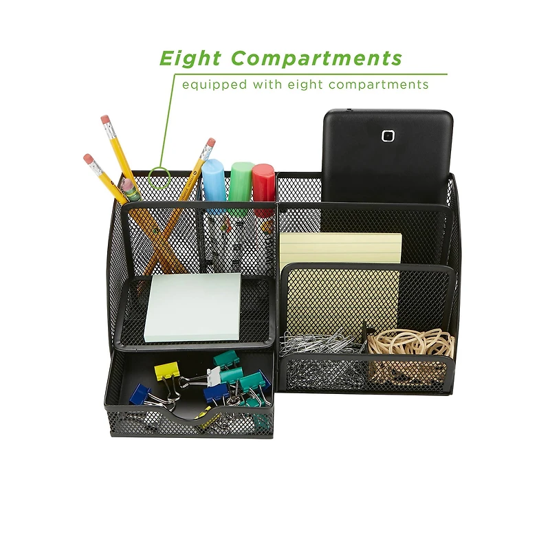 Mind Reader 7-Compartment Desk Organizer Supplies & Accessories Storage