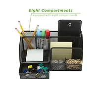 Mind Reader 7-Compartment Desk Organizer Supplies & Accessories Storage