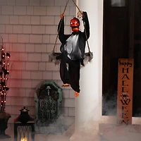 30" Animated Swinging Pumpkin Man Halloween Decoration