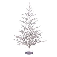 3ft. Pre-Lit Silver Tinsel Twig Artificial Christmas Tree, Warm White LED Lights