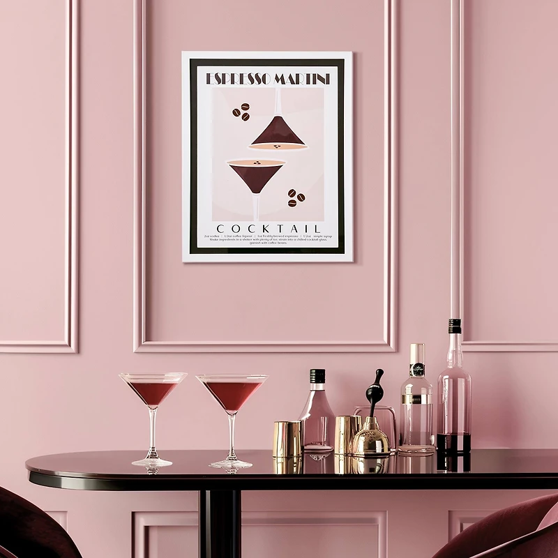 American Art Decor Tipsy Framed Espresso Martini Cocktail Poster - 16" x 20" x .75"