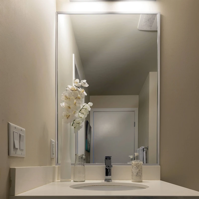 Head West® Glossy Chrome Float Rectangular Wall Mirror