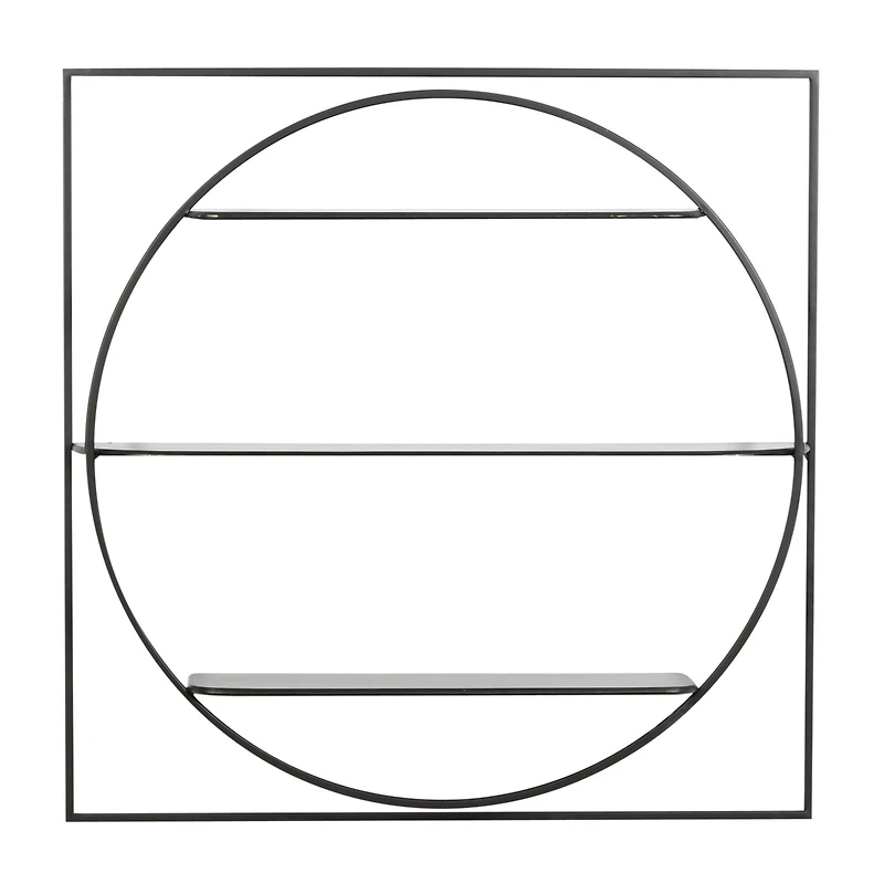 Black Metal Contemporary Wall Shelf, 32" x 32" x 5"