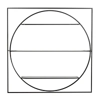 Black Metal Contemporary Wall Shelf, 32" x 32" x 5"