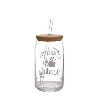 15.2oz. Currently Reading Glass with Bamboo Lid & Straw by Ashland®