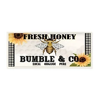 Stupell Industries Fresh Honey Bumble & Co. Advertisement Sunflowers Bee Wood Wall Plaque