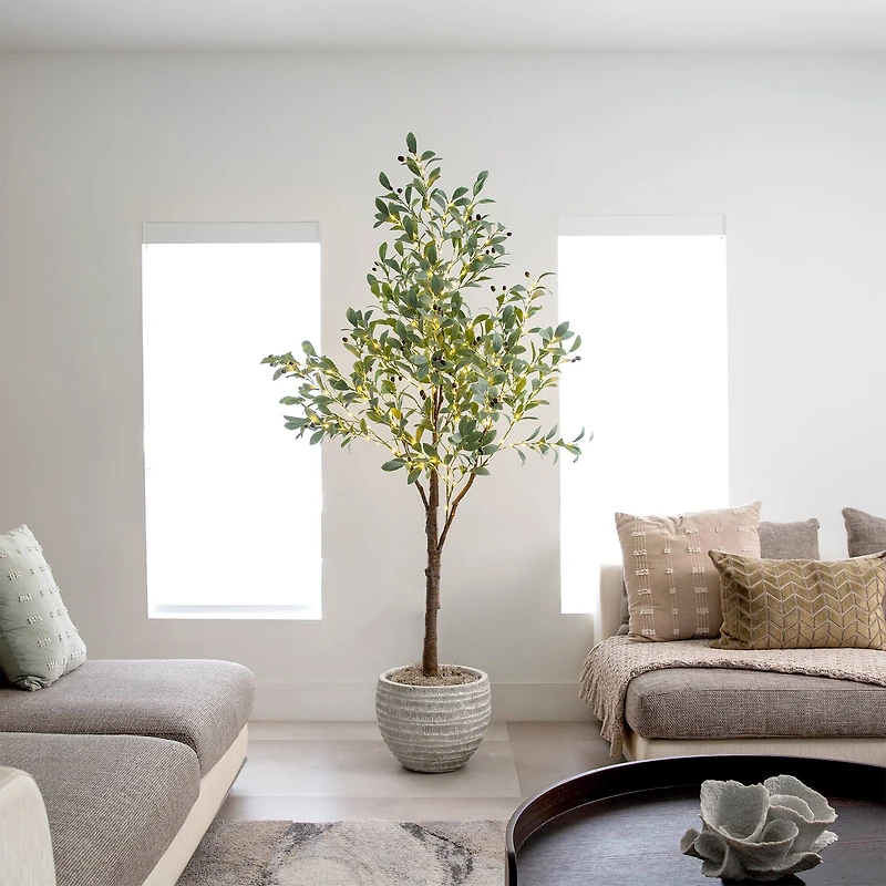 6ft. Pre-Lit Artificial Fruiting Olive Tree with Warm White LED Lights