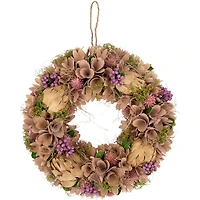 12" Purple & Beige Wooden Floral & Preserved Artichoke Wreath