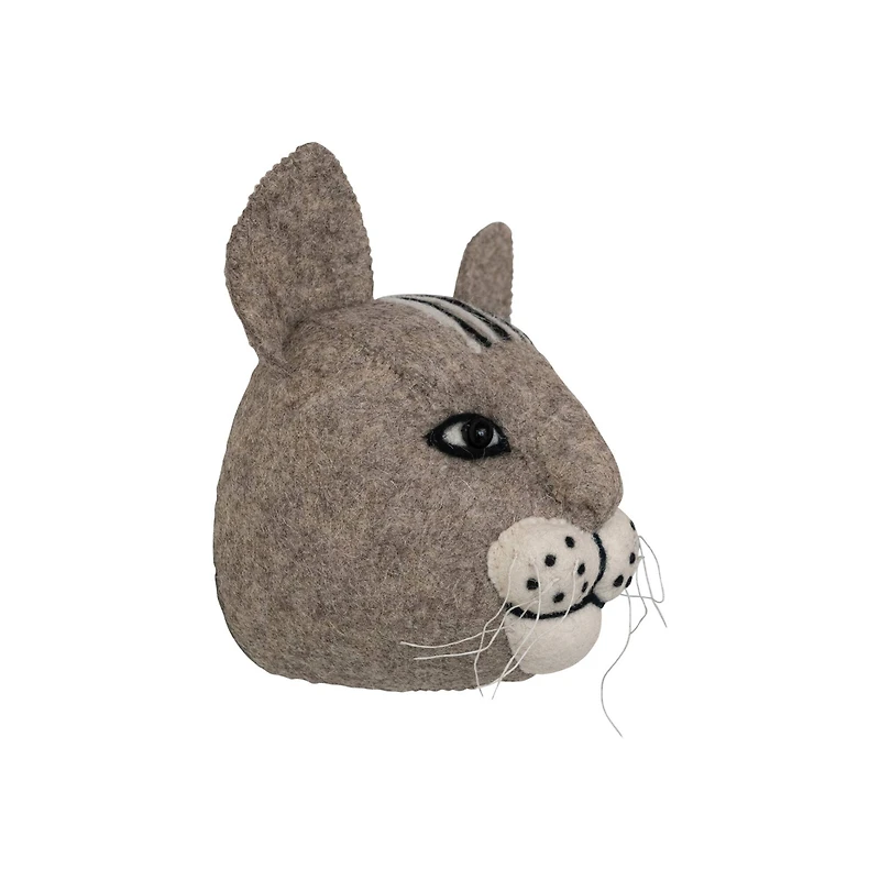 Hello Honey® Gray 8.5" Handmade Wool Felt Cat Head Wall Hanging