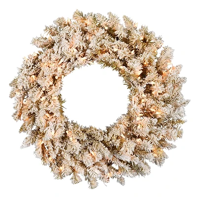 36" Clear Lights Frosted Gold Fir Artificial Christmas Wreath