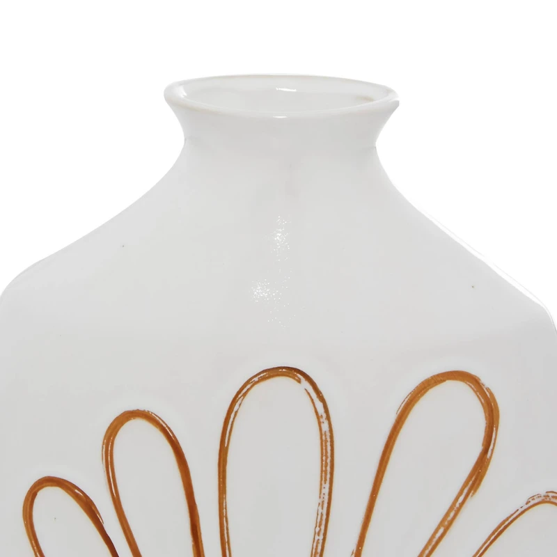 18" White Ceramic Handmade Daisy Floral Vase