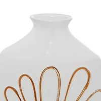 18" White Ceramic Handmade Daisy Floral Vase