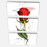 Designart - Red Rose Hand drawn
