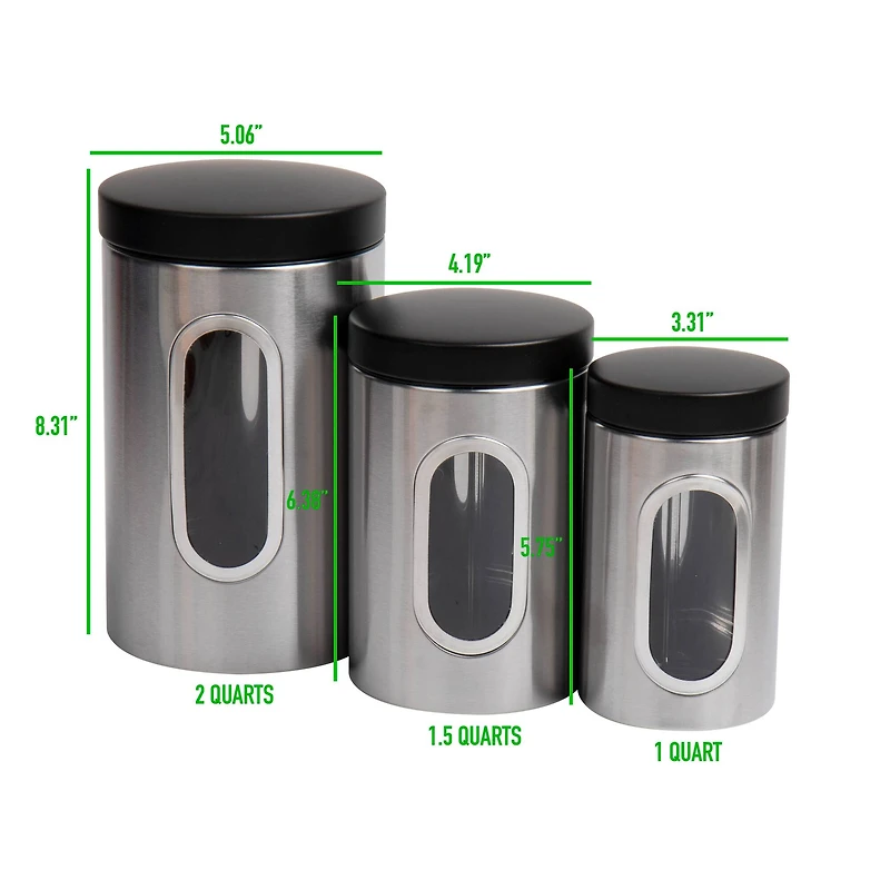 Mind Reader 3 Piece Canister Set with Window
