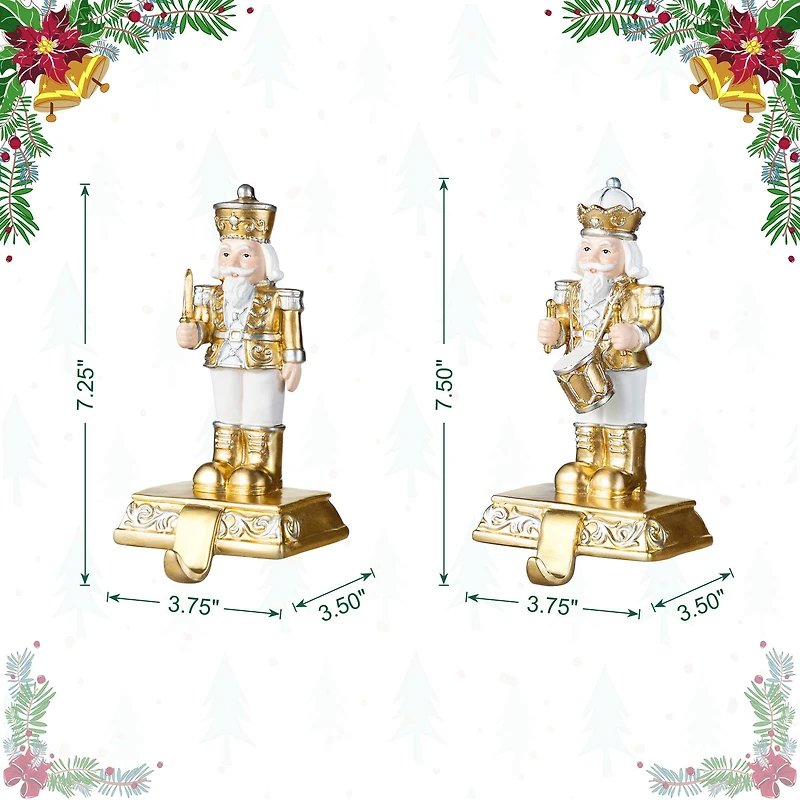 Glitzhome® Christmas Resin Nutcracker Stocking Holder Set