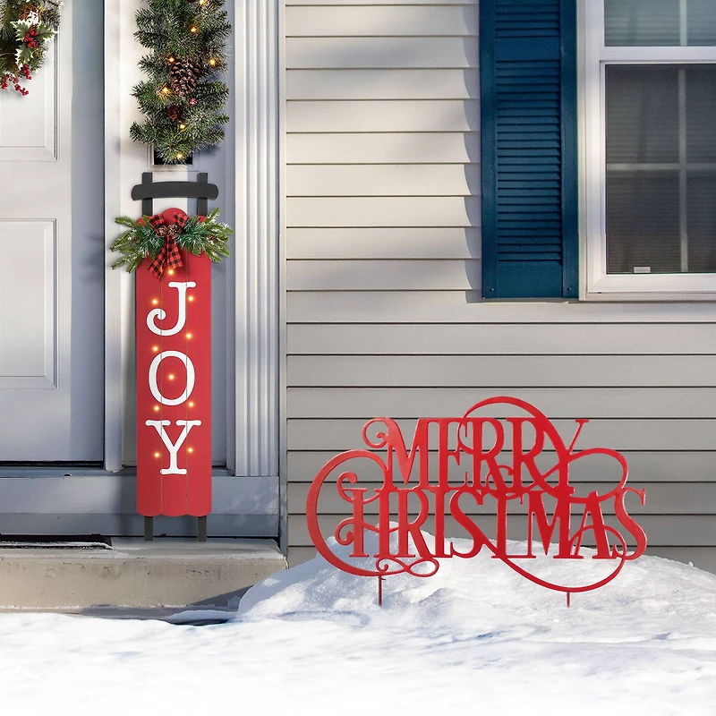 Glitzhome® 36" Oversized Metal Christmas "MERRY CHRISTMAS" Yard Stake