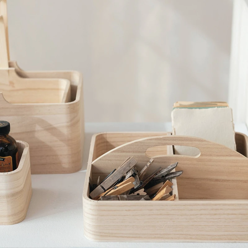 Hello Honey® 9.75" Natural Quartet Sectional Paulownia Wood Organizer