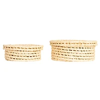 Household Essentials Natural Handwoven Corn Leaf Nestable Basket Set with Lids