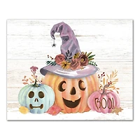 Pastel Jack-O-Lantern Still Life Canvas Wall Art