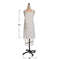 Hello Honey® Hand-Embroidered Flower Design & French Knots Cotton & Linen Apron